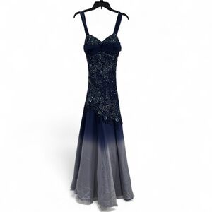 Sparkling Navy and Gray Prom Dress
